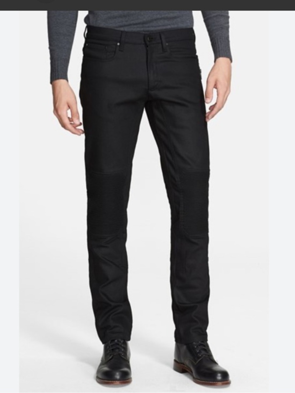 Belstaff Blackrod Men’s Coated Moto Biker Jeans Black Size 30x33